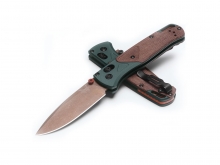 Benchmade BUGOUT 535FE-2602 TAIGA GREEN ALUMINIUM / BROWN CANVAS MICARTA
